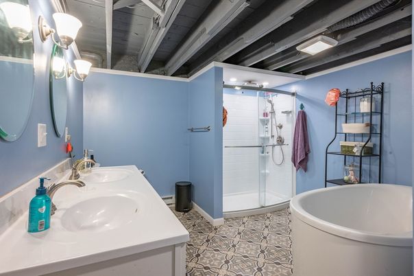 Bathroom, Dual Sink Vanities, Glass Shower, Interior