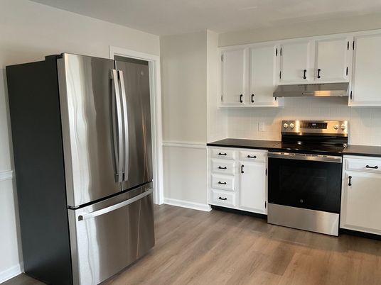Interior, Kitchen, Stainless Steel Appliances, Wood Texture Flooring