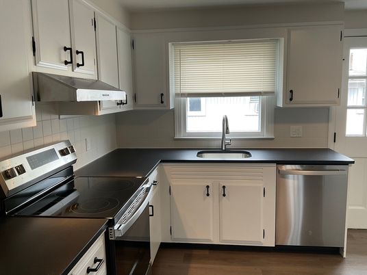 Interior, Kitchen, Stainless Steel Appliances, Wood Texture Flooring
