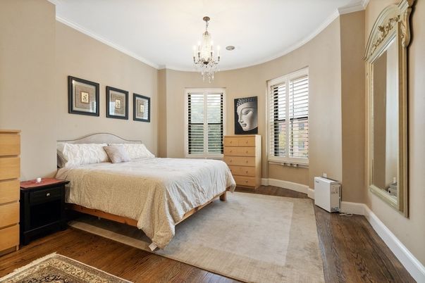 Bedroom, Chandelier, Interior, Wood Texture Flooring