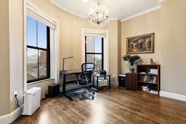 Chandelier, Home Office, Interior, Wood Texture Flooring
