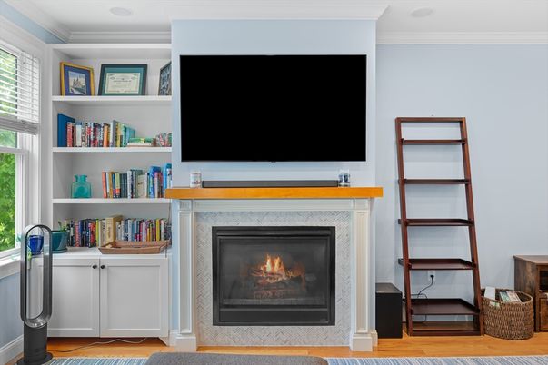 Fireplace, Interior, Wood Texture Flooring