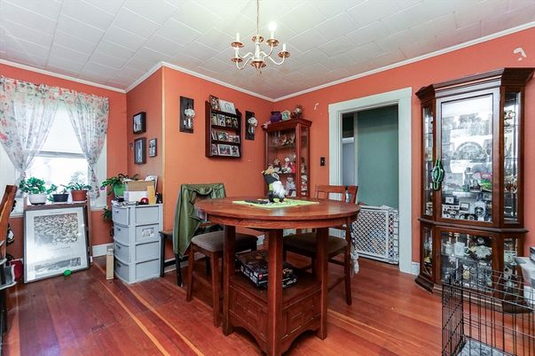 Chandelier, Dining room, Interior, Wood Texture Flooring