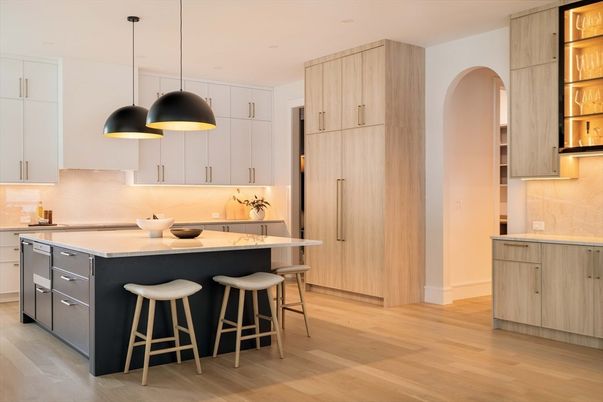 Interior, Kitchen, Pendant Lights, Recessed Lighting, Wood Texture Flooring