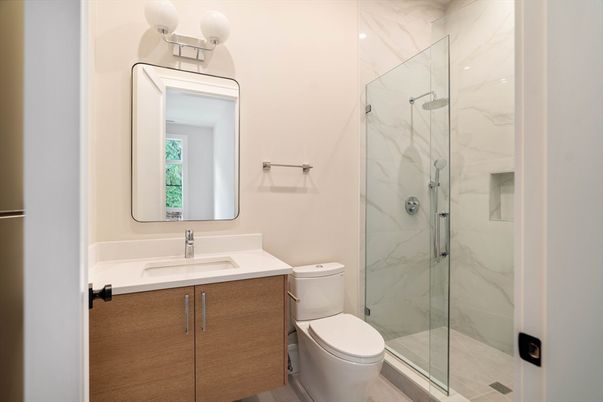 Bathroom, Glass Shower, Interior, Marble Walls