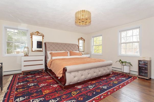 Bedroom, Chandelier, Interior, Wood Texture Flooring