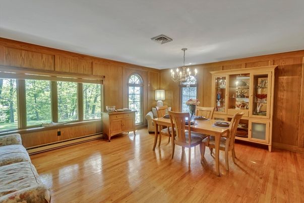 Chandelier, Dining room, Interior, Wood Texture Flooring