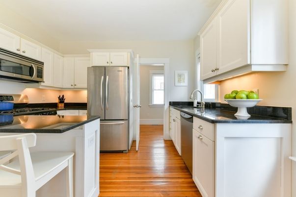 Interior, Kitchen, Stainless Steel Appliances, Wood Texture Flooring