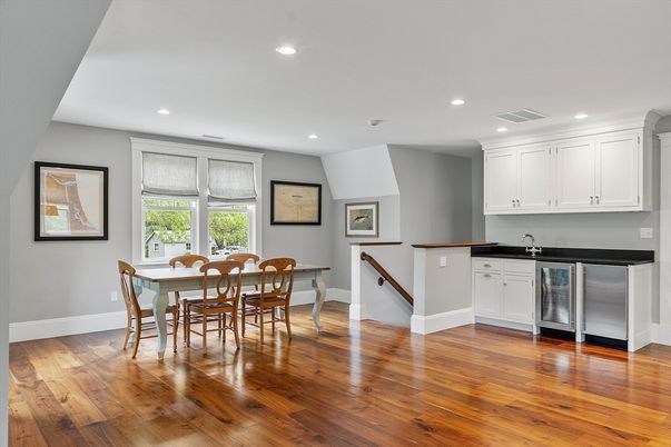 Dining room, Interior, Kitchen, Recessed Lighting, Wood Texture Flooring