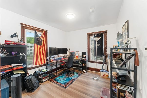 Home Office, Interior, Recessed Lighting, Wood Texture Flooring