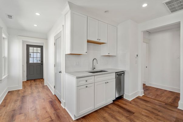 Interior, Kitchen, Recessed Lighting, Wood Texture Flooring