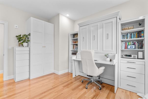 Home Office, Interior, Recessed Lighting, Wood Texture Flooring