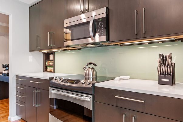 Interior, Kitchen, Stainless Steel Appliances, Wood Texture Flooring