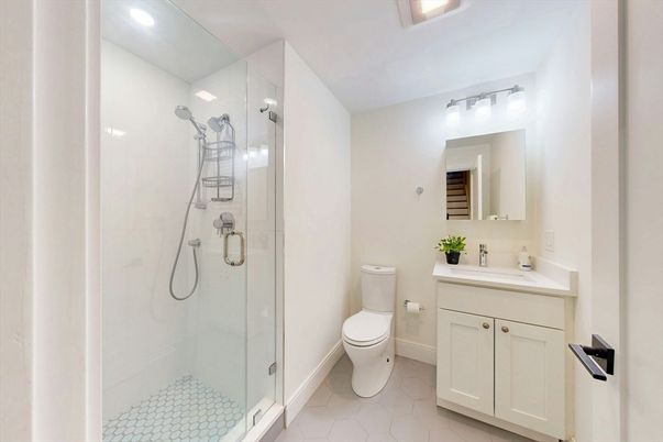 Bathroom, Glass Shower, Interior, Recessed Lighting