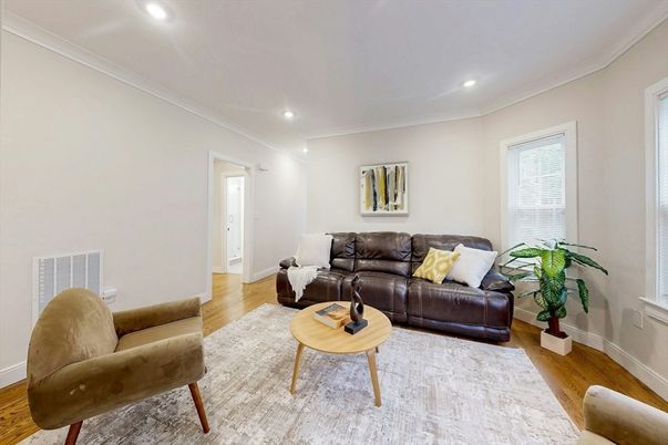 Interior, Living room, Recessed Lighting, Wood Texture Flooring