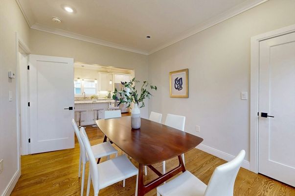 Dining room, Interior, Recessed Lighting, Water, Wood Texture Flooring
