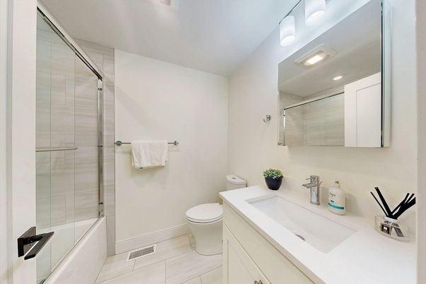 Bathroom, Glass Shower, Interior, Recessed Lighting