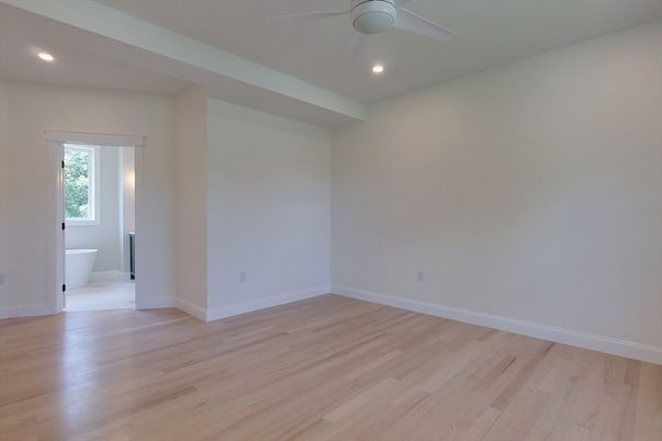Bathroom, Empty room, Interior, Recessed Lighting, Wood Texture Flooring