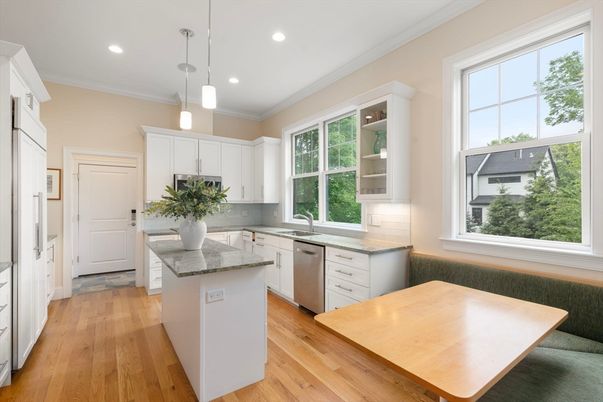 Interior, Kitchen, Pendant Lights, Recessed Lighting, Wood Texture Flooring