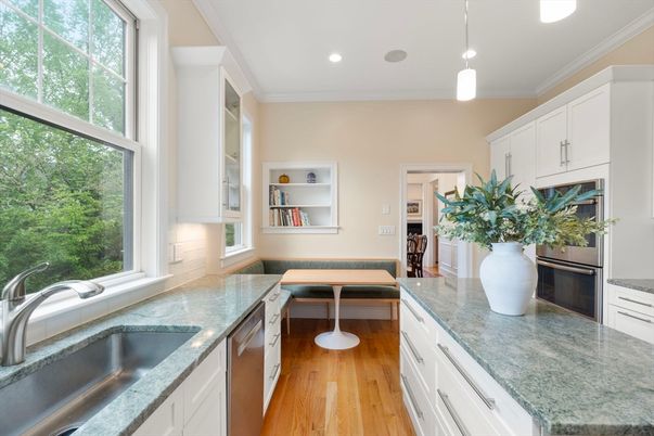 Interior, Kitchen, Pendant Lights, Recessed Lighting, Wood Texture Flooring