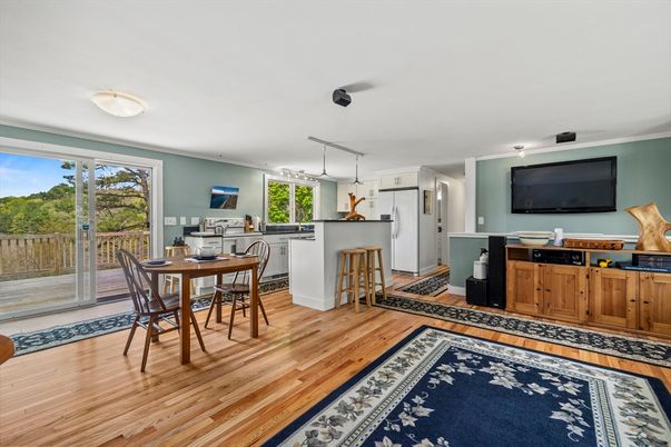 Dining room, Interior, Kitchen, Pendant Lights, Wood Texture Flooring