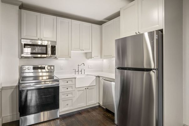 Interior, Kitchen, Stainless Steel Appliances, Wood Texture Flooring