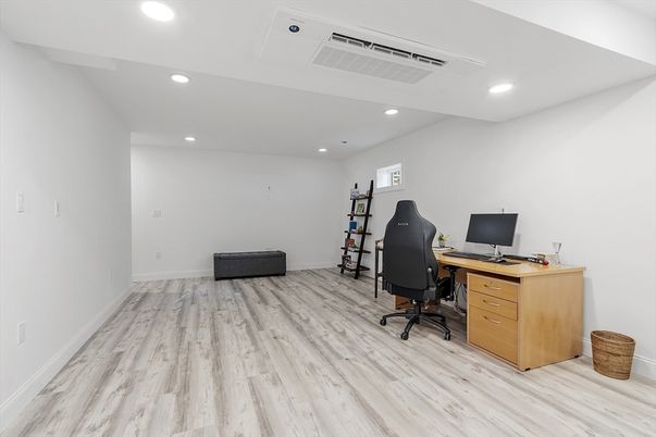 Home Office, Interior, Recessed Lighting, Wood Texture Flooring