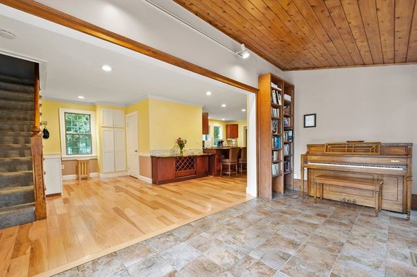 Interior, Piano, Recessed Lighting, Wooden Ceilings, Wood Texture Flooring