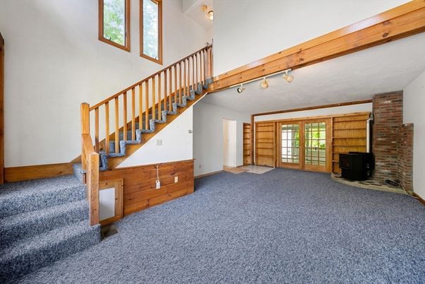 Empty room, Fireplace, Interior, Wooden Beams, Wooden Walls