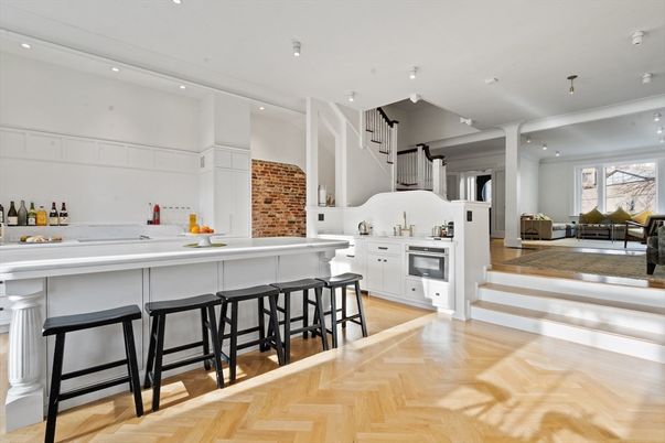 Interior, Kitchen, Recessed Lighting, Wood Texture Flooring
