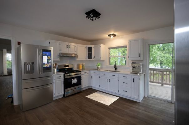 Interior, Kitchen, Stainless Steel Appliances, Wood Texture Flooring