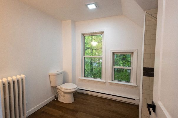 Bathroom, Interior, Recessed Lighting, Wood Texture Flooring