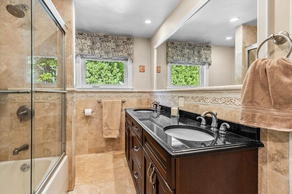 Bathroom, Dual Sink Vanities, Glass Shower, Interior, Recessed Lighting