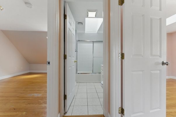 Bathroom, Glass Shower, Interior, Wood Texture Flooring
