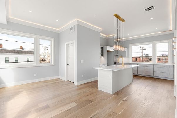 Interior, Kitchen, Pendant Lights, Recessed Lighting, Wood Texture Flooring
