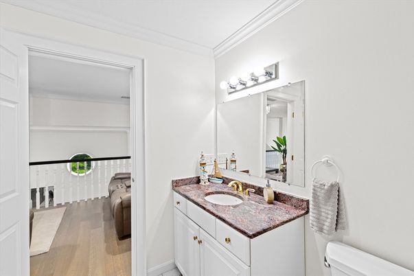 Bathroom, Dual Sink Vanities, Interior, Wood Texture Flooring