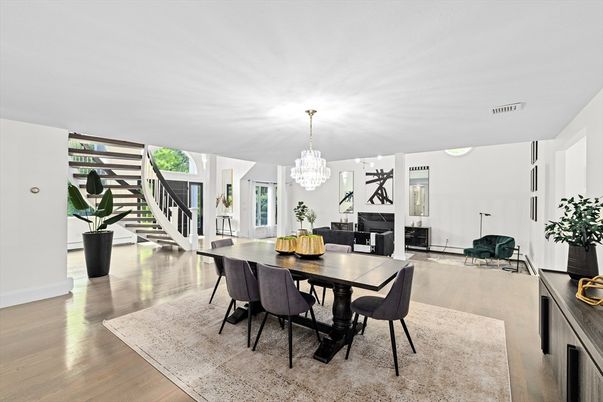 Chandelier, Dining room, Fireplace, Interior, Living room, Wood Texture Flooring