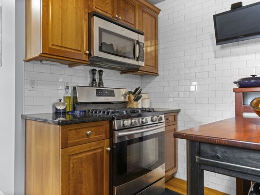 Interior, Kitchen, Stainless Steel Appliances, Wood Texture Flooring