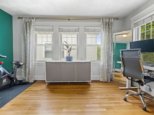 Fitness Equipment, Home Office, Interior, Wood Texture Flooring