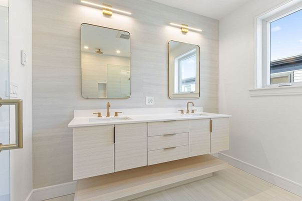 Bathroom, Dual Sink Vanities, Interior, Wood Texture Flooring