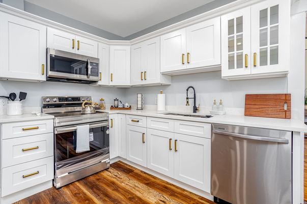 Interior, Kitchen, Stainless Steel Appliances, Wood Texture Flooring