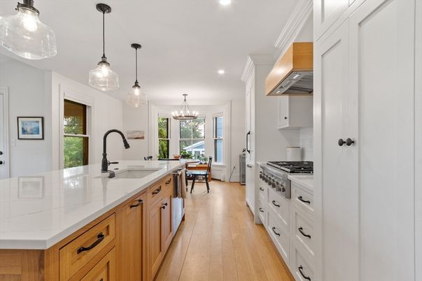 Chandelier, Interior, Kitchen, Pendant Lights, Recessed Lighting, Wood Texture Flooring