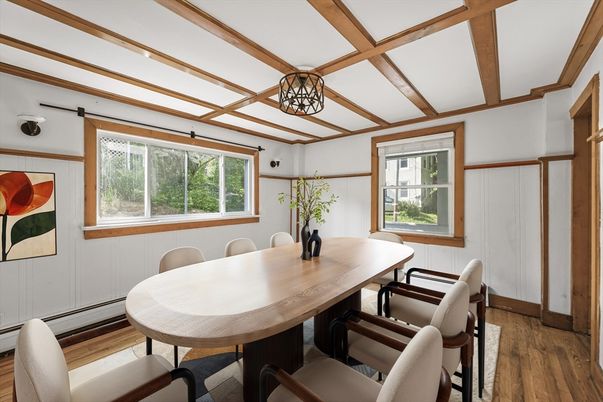 Dining room, Interior, Wooden Beams, Wood Texture Flooring