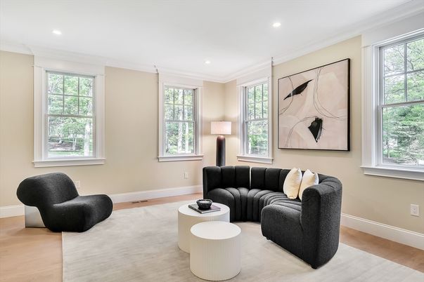 Interior, Living room, Recessed Lighting, Wood Texture Flooring