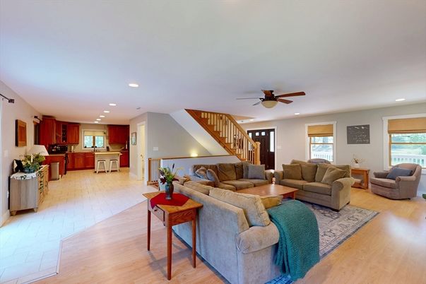 Interior, Kitchen, Living room, Recessed Lighting, Wood Texture Flooring