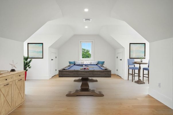Billiard Table, Game Room, Interior, Recessed Lighting, Wood Texture Flooring