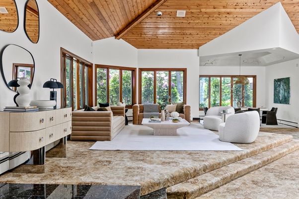 Interior, Living room, Pendant Lights, Wooden Ceilings