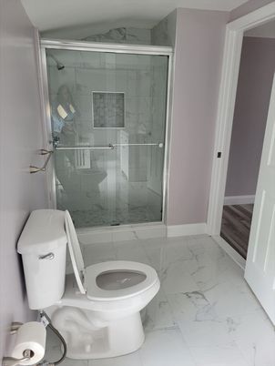 Bathroom, Glass Shower, Interior, Marble, Marble Walls