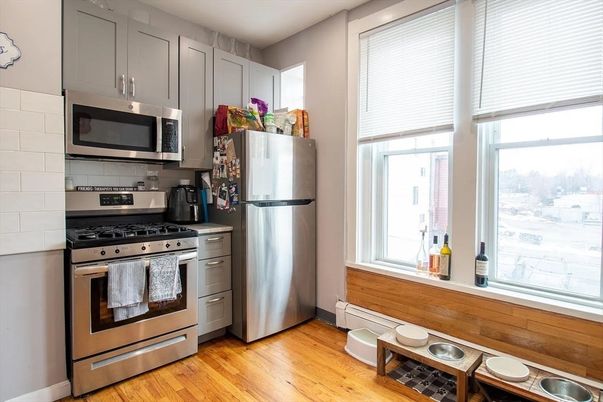 Interior, Kitchen, Stainless Steel Appliances, Wood Texture Flooring