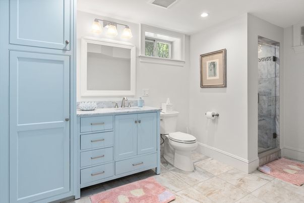 Bathroom, Glass Shower, Interior, Recessed Lighting